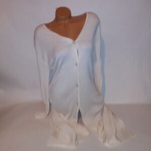 Victoria Secret Sweater Dress Large Cream Ribbed Long Sleeve Long Button Front